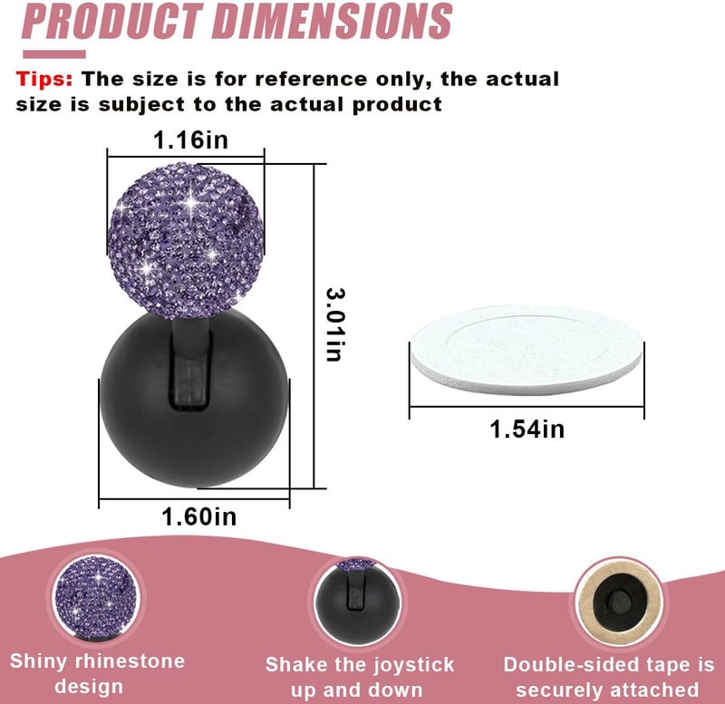 LHDOS Car Push Start Button Cover, Rhinestone Engine Start Stop Button Joystick Covers, One-Button Push to Start Rocker Cover, Car Interior Decoration Accessories for Cars, Computers, and More (Purple) - Image 2